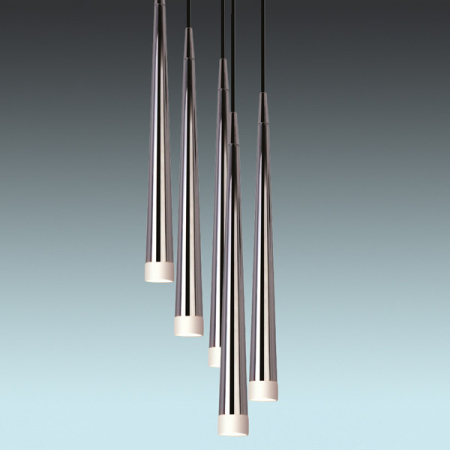 Lustra 5 pendule LED inaltime asimetrica forma con negru/alb/crom Culh 18x257 cm, design modern, metal, AZ 0134 - Azzardo [2]