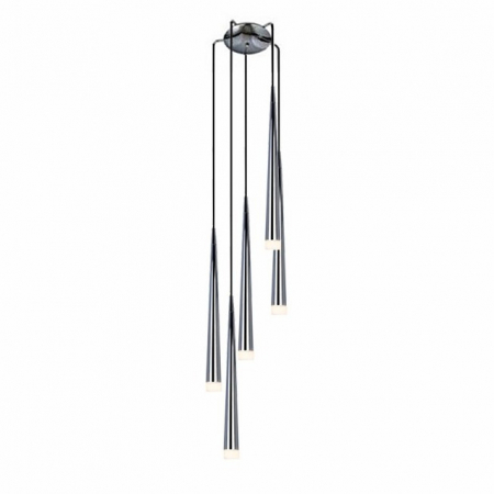Lustre - Lustra 5 pendule LED inaltime asimetrica forma con negru/alb/crom Culh 18x257 cm, design modern, metal, AZ 0134 - Azzardo