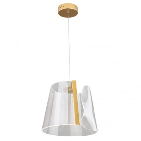 Lustre - Lustra abajur acril transparent iluminare LED Pusha baza metal auriu, inaltime reglabila, P0384 - Maxlight
