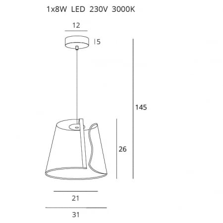 Lustra abajur acril transparent iluminare LED Pusha baza metal auriu, inaltime reglabila, P0384 - Maxlight [2]