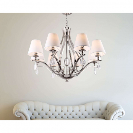 Lustra alba clasica Pavlina Ø 80 cm metal/sticla/material textil, P0111 - Maxlight [2]