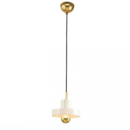 Lustre - Lustra alba cu auriu designer Amadi 18x16 cm, abajur marmura alba, MSE010100132 - King