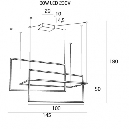 Lustra alba iluminare LED forme geometrice Linda 145x50 cm metal/acril, inaltime reglabila, P0272 - Maxlight [1]