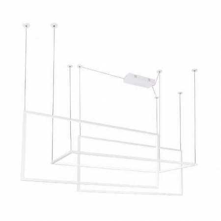Produse - Lustra alba iluminare LED forme geometrice Linda 145x50 cm metal/acril, inaltime reglabila, P0272 - Maxlight