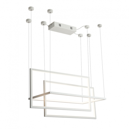 Lustre - Lustra alba iluminare LED forme geometrice Linda 90x30 cm metal/acril, inaltime reglabila, P0302 - Maxlight
