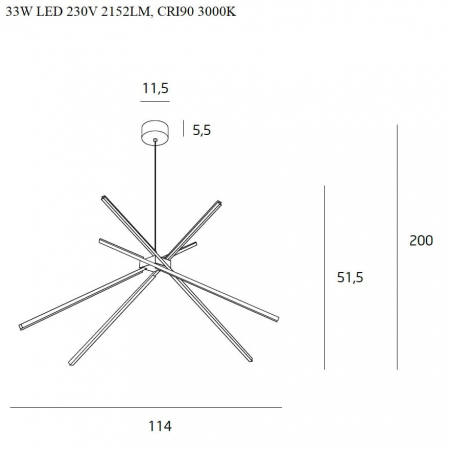 Lustra alba/neagra iluminare LED Risela Ø 114 cm metal/acril, inaltime reglabila, P0270 - Maxlight [4]