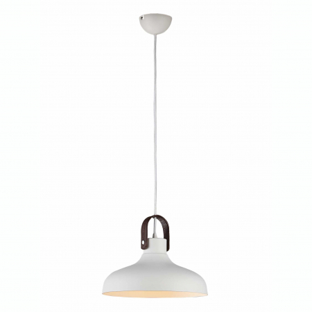 Lustre - Lustra alba pe fir Hozan Ø 30 cm, metal si piele, design modern, AZ 1289 - Azzardo