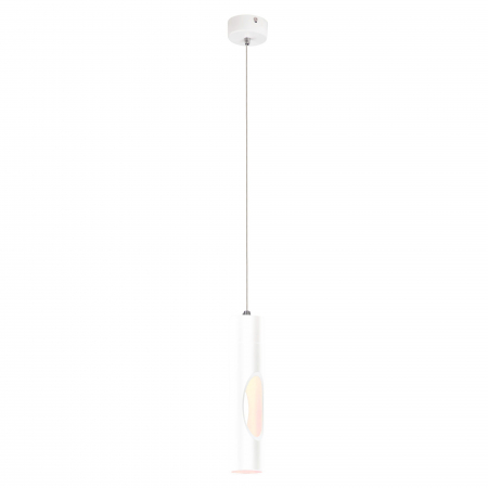 Produse - Lustra alba tip pendul cilindric iluminare LED Manda Ø 5,5 cm din metal, inaltime reglabila, P0177 - Maxlight
