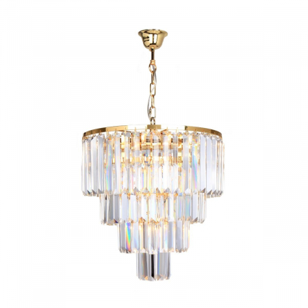Lustre - Lustra/candelabru rotund AMEDEO din cristal cu baza aurie Ø39 cm, design modern, 003064-009236 - Zumaline