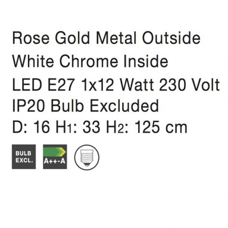 Lustra aur roz tip pendul Zoe din metal Ø 16 cm, inaltime reglabila, 5397201 - Novaluce [3]