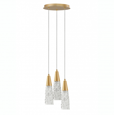 Lustre - Lustra aurie 3 pendule sticla structurata Kisho, design elegant, bec G9, 9160193 - Novaluce