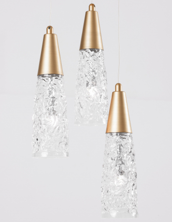 Lustra aurie 3 pendule sticla structurata Kisho, design elegant, bec G9, 9160193 - Novaluce [3]