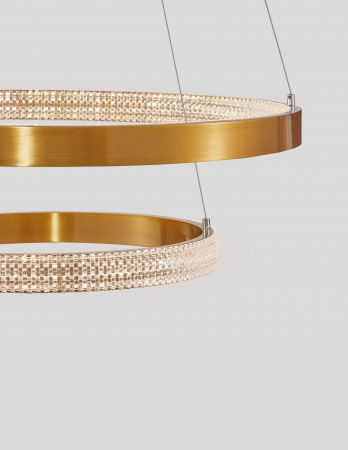 Lustra aurie Aliz Ø60 cm cu doua pendule rotunde ajustabile si cristale, LED dimabil, design lux, 9862852 - Novaluce [3]