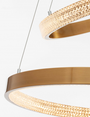 Lustra aurie Aliz Ø60 cm cu doua pendule rotunde ajustabile si cristale, LED dimabil, design lux, 9862852 - Novaluce [4]