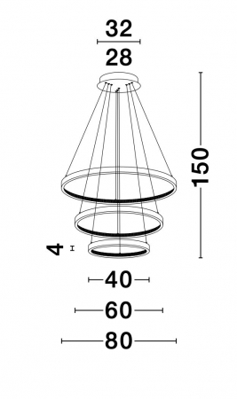 Lustra aurie Aliz Ø80 cm cu trei pendule rotunde ajustabile si cristale, LED dimabil, design lux, 9862853 - Novaluce [5]