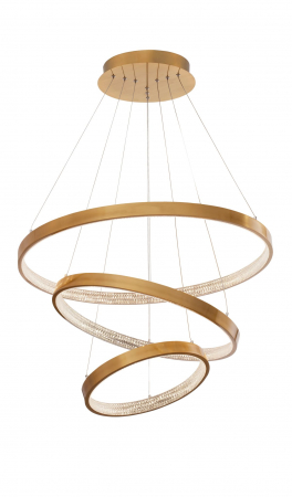 Lustra aurie Aliz Ø80 cm cu trei pendule rotunde ajustabile si cristale, LED dimabil, design lux, 9862853 - Novaluce [1]