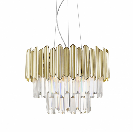 Lustre - Lustra aurie forma rotunda GLADIUS 41 cm cristal, 003064-020107 - Zumaline