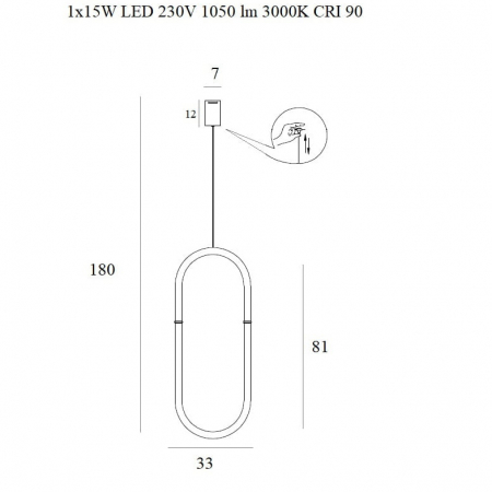 Lustra aurie lux iluminare LED dimabila Finta 33x7 cm, otel inoxidabil/silicon, inaltime reglabila, P0429D - Maxlight [1]