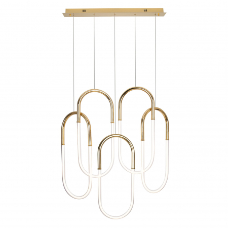 Promotii - Lustra aurie lux dimabila 5xLED Finta 100x9 cm, otel inoxidabil/silicon, inaltime reglabila, P0430D - Maxlight