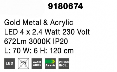 Lustra aurie metal Molecule 4 becuri, iluminare LED, 9180674 - Novaluce [8]