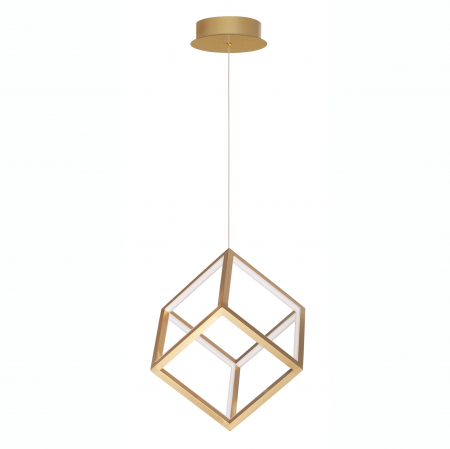 Lustre - Lustra aurie/neagra dimabila LED forma cub Gerho 25x25 cm, design minimalist, 9818252 - Novaluce