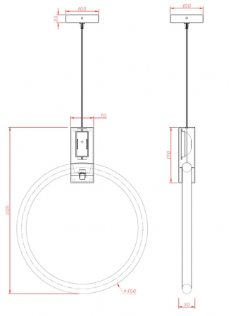 Lustra aurie pendul Hopper 30/40 cm Ø, iluminare LED, design minimalist, XCP9149-1-40 - King [2]
