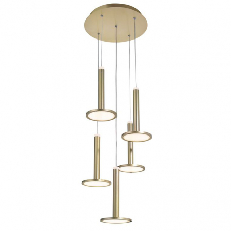 Lustre - Lustra aurie rotunda LED lux Oriana, cu 5 pendule metal, Ø 41 cm, inaltime reglabila, 1703301202 - Novaluce