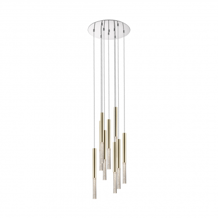 Promotii - Lustra aurie rotunda ONE Ø 42 cm, cu 9 pendule cilindrice cu iluminare LED, inaltime reglabila, 003064-009123 - Zumaline