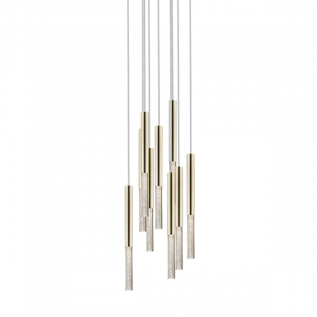 Lustra aurie rotunda ONE Ø 42 cm, cu 9 pendule cilindrice cu iluminare LED, inaltime reglabila, 003064-009123 - Zumaline [1]