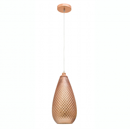 Promotii - Lustra Boho forma conica Ø18 cm sticla auriu rose/crom forme geometrice, 8040402 - Novaluce