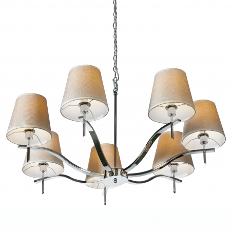 Lustra/candelabru cu 5/7 brate Pora 75/100 cm, abajur textil bej, detalii metal crom, AZ 0724 - Azzardo [1]