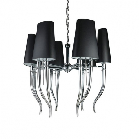 Lustra/candelabru cu 6 brate Ester 94x87 cm, abajur textil alb/negru, detalii metal crom, AZ 1390 - Azzardo [0]