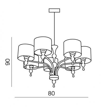 Lustra/candelabru cu suport metalic crom Louna 3/5/7 brate, abajur textil diverse culori, design modern, AZ 1006 - Azzardo [11]