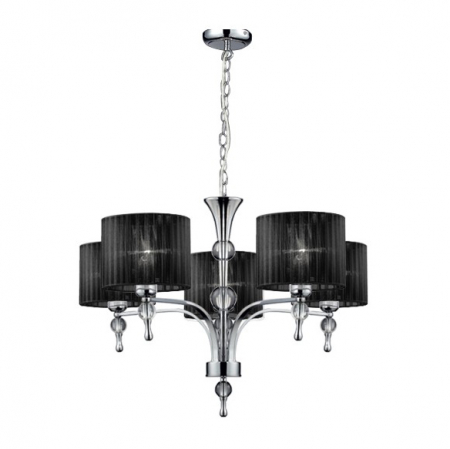 Lustra/candelabru cu suport metalic crom Louna 3/5/7 brate, abajur textil diverse culori, design modern, AZ 1006 - Azzardo [4]