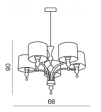 Lustra/candelabru cu suport metalic crom Louna 3/5/7 brate, abajur textil diverse culori, design modern, AZ 1006 - Azzardo [7]