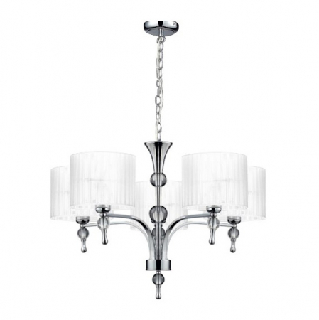 Lustre - Lustra/candelabru cu suport metalic crom Louna 3/5/7 brate, abajur textil diverse culori, design modern, AZ 1007 - Azzardo