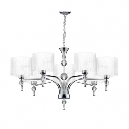 Lustra/candelabru cu suport metalic crom Louna 3/5/7 brate, abajur textil diverse culori, design modern, AZ 1006 - Azzardo [9]