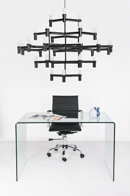 Lustra/candelabru design modern Oskar Grande, 30 de becuri, crom/auriu/negru, XCP9120-30.BLACK - King [5]