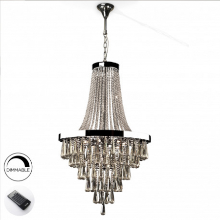 Lustre - Lustra/candelabru inalt dimabil lux Reian cristale K9, inaltime reglabila, cu telecomanda, 810637D - Schuller