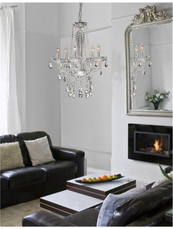 Lustra/candelabru lux crom cu cristale Bertra, cu 5/8 brate din metal cu sticla, 51231402 - Novaluce [1]