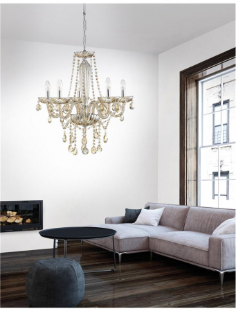 Lustra/candelabru lux sampanie cu cristale Anasia, cu 5/8 brate din metal cu sticla, 71231401 - Novaluce [1]