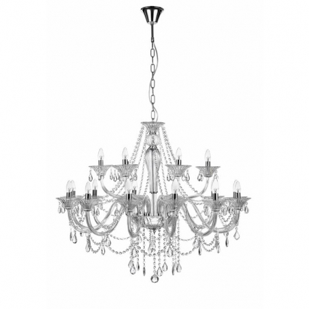 Lustre - Lustra/candelabru lux sticla transparenta cu cristale Kasi, cu 3/5/8/18 brate, 8061205 - Novaluce