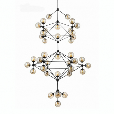 Lustre - Lustra/candelabru design modern Planet 165x450 cm, 41 becuri, neagra, MD10230-41 - King