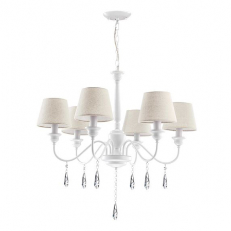 Promotii - Lustra clasica crem Davor, 3/6 brate din metal cu elemente decorative de cristal, inaltime reglabila, 5157202 - Novaluce