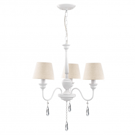Promotii - Lustra clasica crem Davor, 3/6 brate din metal cu elemente decorative de cristal, inaltime reglabila, 5157201 - Novaluce