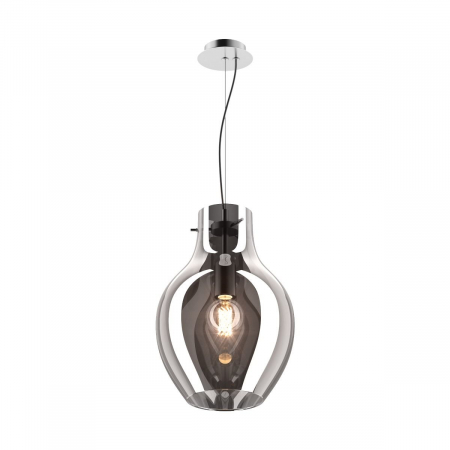 Promotii - Lustra crom BRESSO tip pendul Ø 28 cm, sticla/metal, inaltime reglabila, 003064-011109 - Zumaline