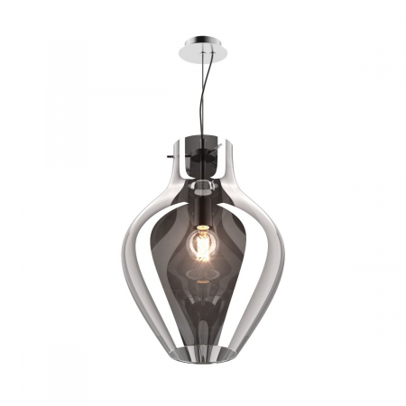 Promotii - Lustra crom BRESSO tip pendul Ø 38 cm, sticla/metal, inaltime reglabila, 003064-011108 - Zumaline
