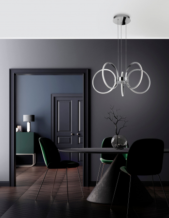 Lustra crom cu 5 inele LED Calisto 50 cm, design modern, 81008601 - Novaluce [2]