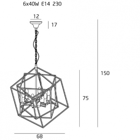 Lustra crom moderna design geometric Kalyani din metal inaltime reglabila, P0327 - Maxlight [2]