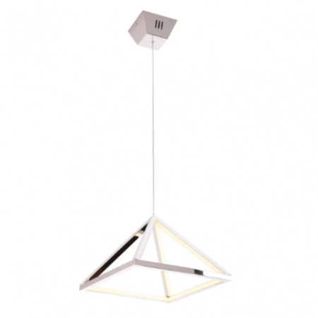 Lustre - Lustra crom piramida iluminare LED Babir 30x30 cm metal/acril, inaltime reglabila, P0273 - Maxlight